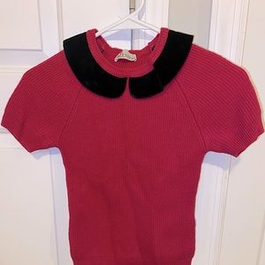 Red Valentino Fitted Pink Peter Pan Collar Sweater Size XXS Petite/Junio…